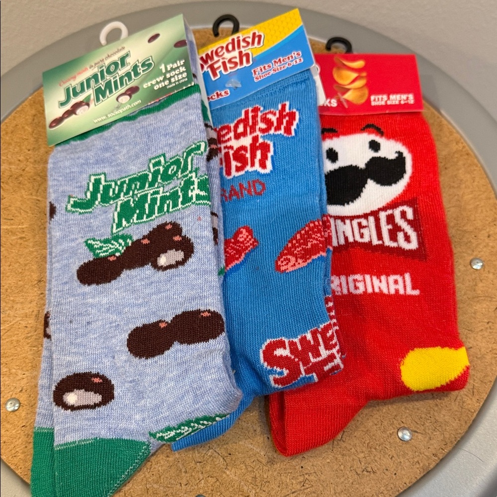Junior Mints, Swedish Fish, Pringles and Funyuns Themed Socks